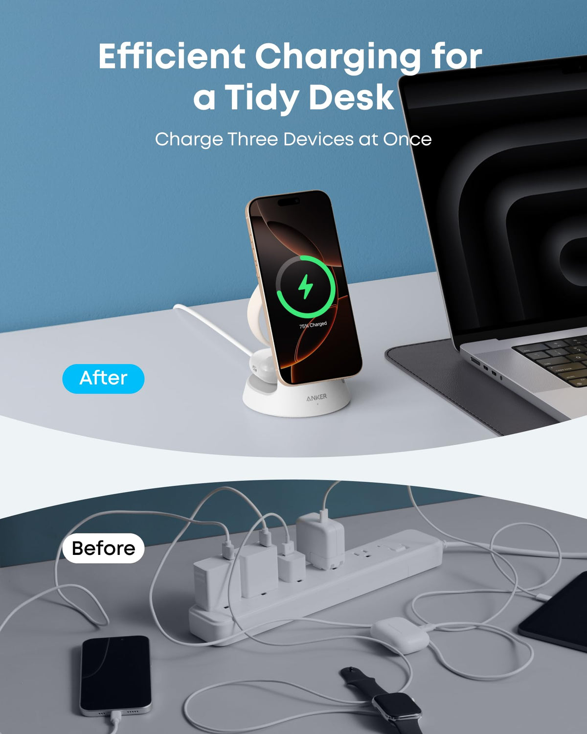 Anker MagGo Wireless Charging Station (3-in-1, Dock Stand)